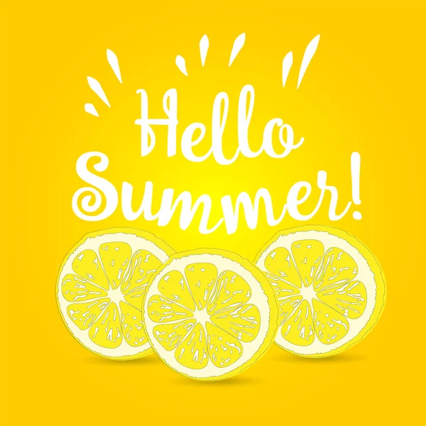 Hello nyári citrom — Stock Vector
