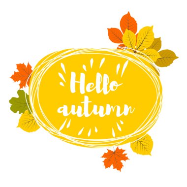 Elle çizilmiş Merhaba sonbahar yaprakları