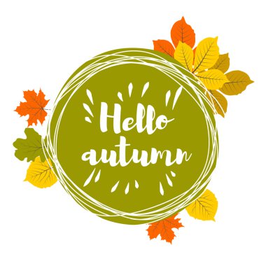 Elle çizilmiş Merhaba sonbahar yaprakları