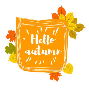 Elle çizilmiş Merhaba sonbahar yaprakları