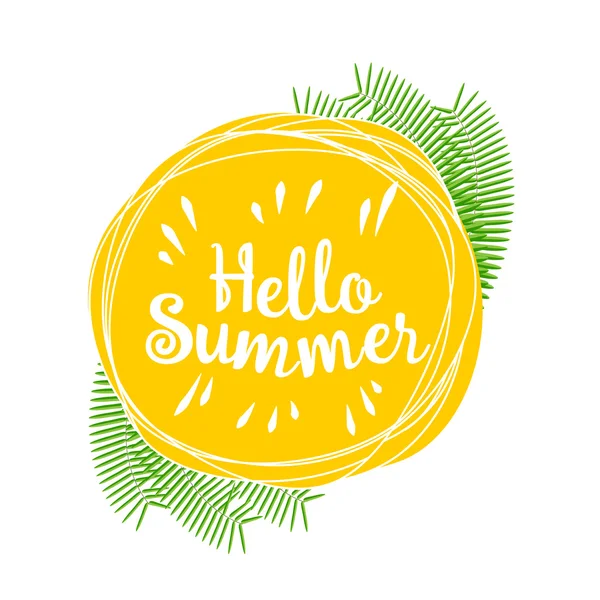 Hola verano. Vector animado dibujado a mano imagen — Vector de stock