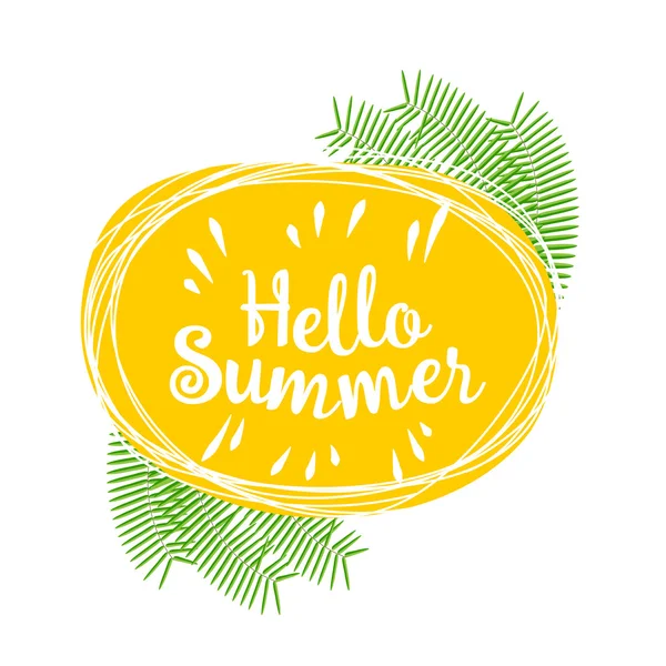 Hola verano. Vector animado dibujado a mano imagen — Vector de stock