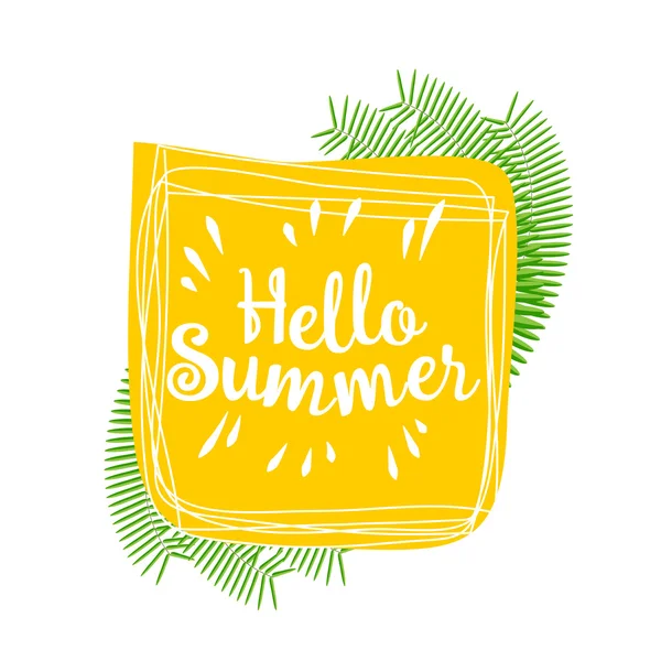 Hola verano. Vector animado dibujado a mano imagen — Vector de stock