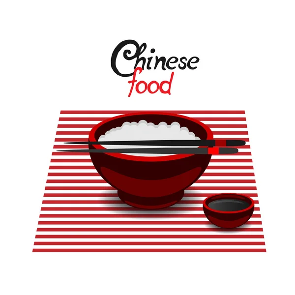 Chińskie jedzenie ryżu kolor wektor płaski ikona — Wektor stockowy