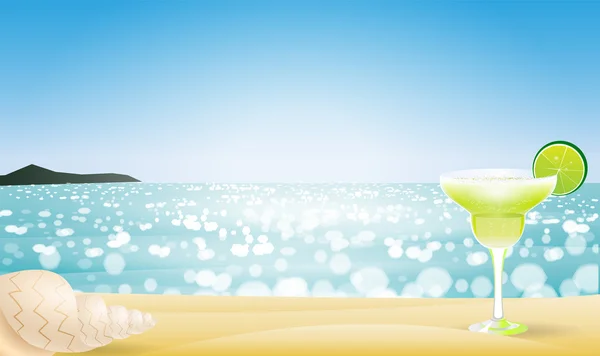 Paysage marin d'été flou bokeh — Image vectorielle