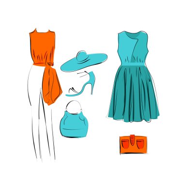 izole giyimleri simge kümesi