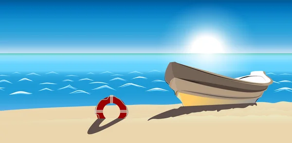 Изолированный морской катер с песчаным вектором — стоковый вектор