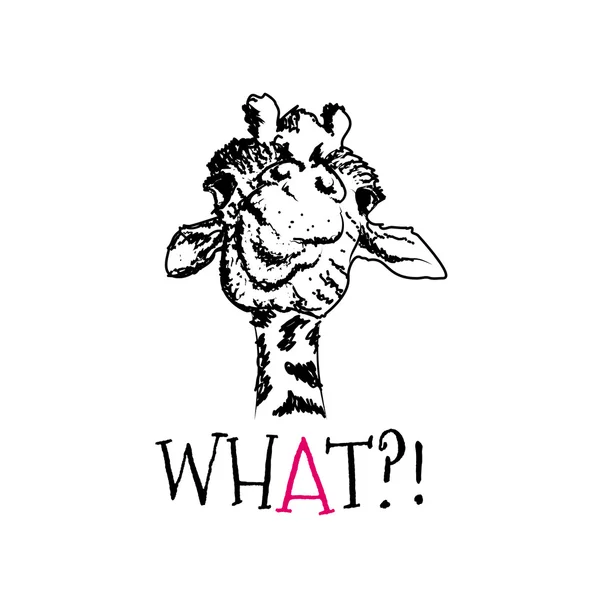 Tête d'animal mignon lettrage girafe — Image vectorielle