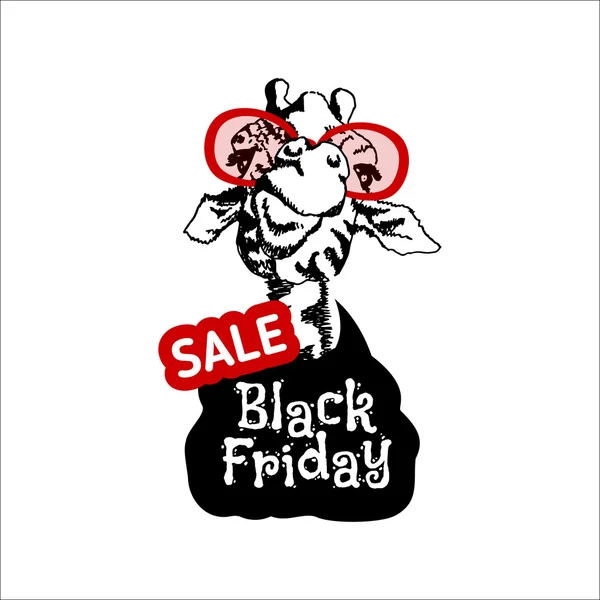 Head giraffe lettering black friday sale — Stock Vector