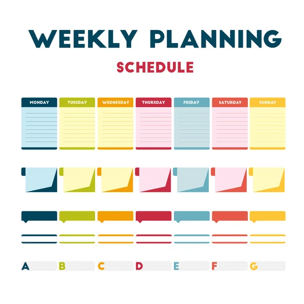 Calendario de planificación semanal — Archivo Imágenes Vectoriales