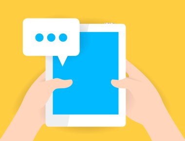 Elini tut modern beyaz tablet ile iletişim penceresi