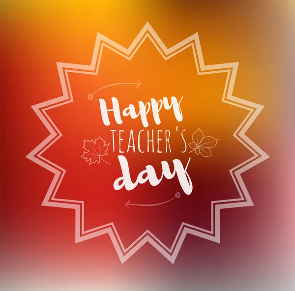 Tebrik kartı mutlu öğretmenler günü turuncu geri — Stok Vektör