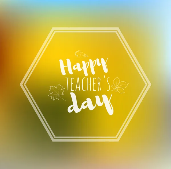 Tebrik kartı mutlu öğretmenler gün sarı geri — Stok Vektör