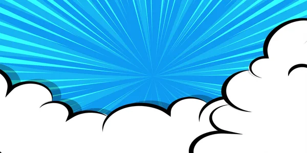 Cartoon puff nuage fond bleu pour modèle de texte — Image vectorielle
