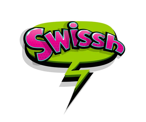Testo a fumetti swissh shh ogo effetti sonori — Vettoriale Stock