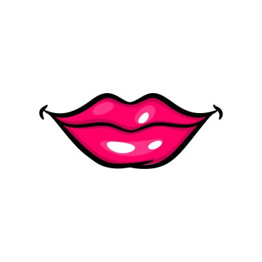 Pop sanat tarzında pembe kırmızı kadın dudakları.