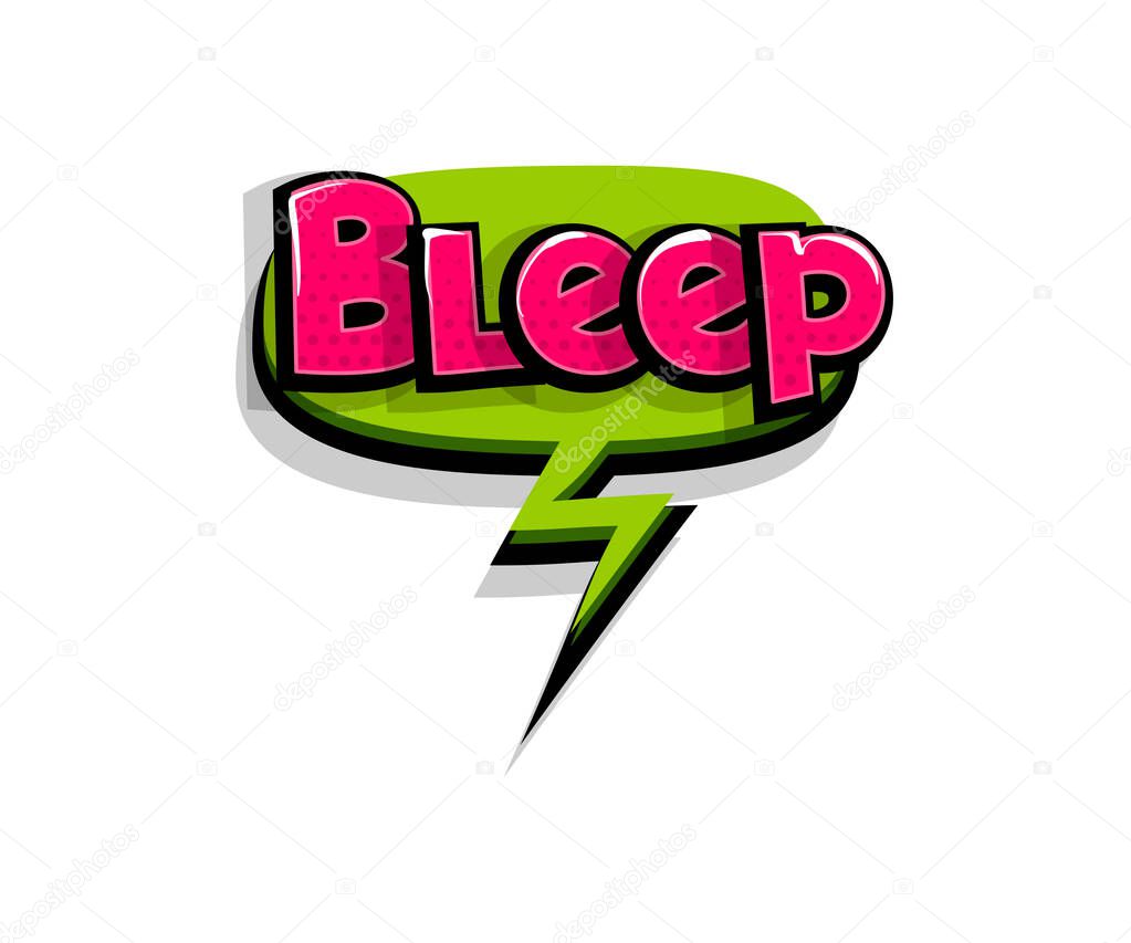 Comic text bleep, beep, logo sound effects