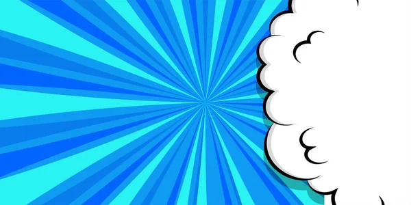 Nube de soplo de dibujos animados fondo azul para plantilla de texto — Vector de stock