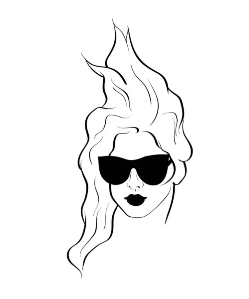 Boceto de diseño monocromático de moda mujer en estilo pop art — Vector de stock