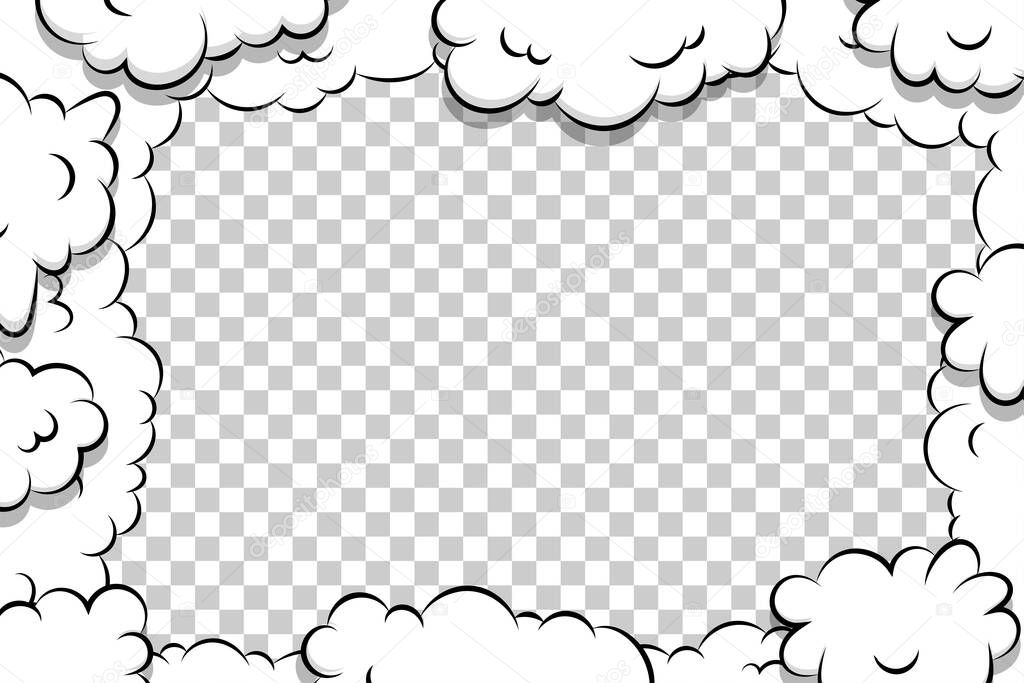 artoon puff cloud template on transparent background