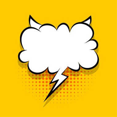 Metin için sarı çizgi roman konuşma balonu