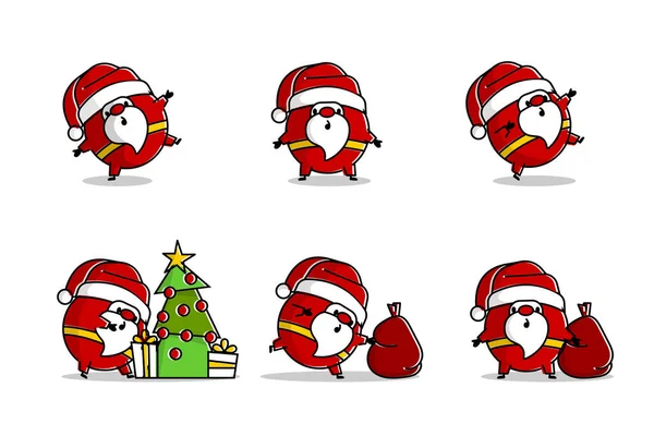 Logo plano de Santa en estilo de arte en línea — Vector de stock