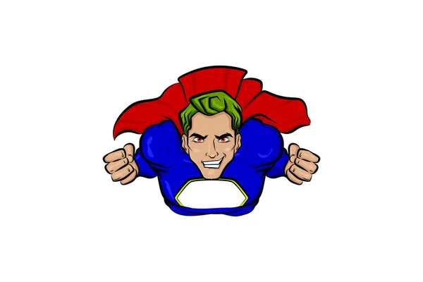 Super helten grønne hår mand i tegneserie tegneserier bog stil. – Stock-vektor