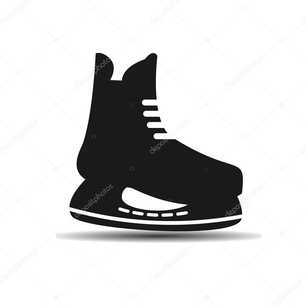 vector icon set of mens hockey skates with shadow