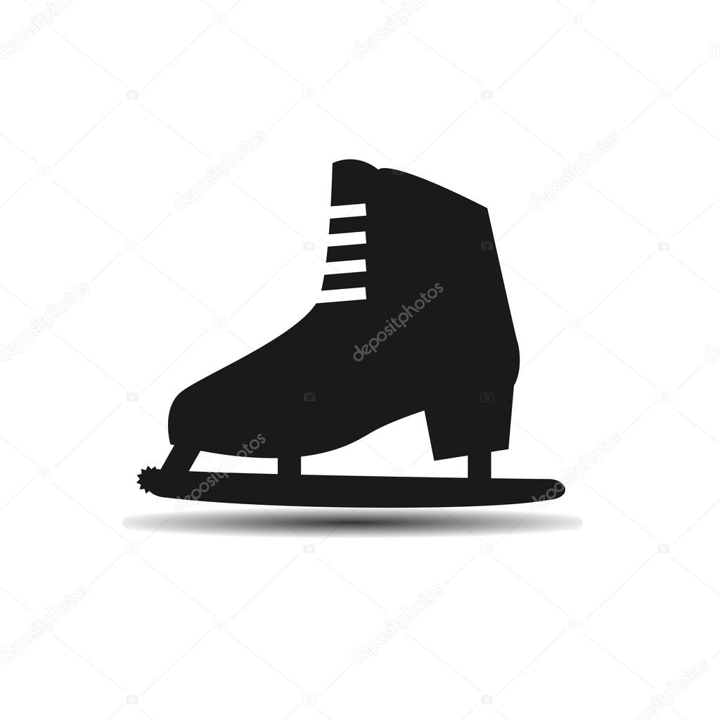 Vector icon womens ice skates with shadow