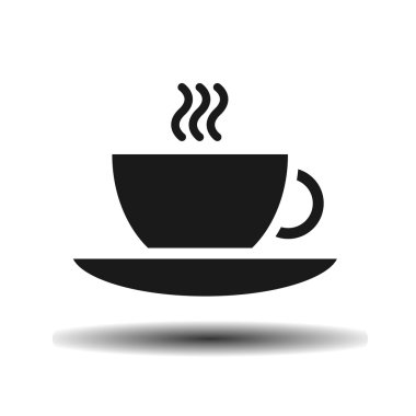 Bardak ve sıcak içecek tek renkli düz simgesi içeren daire