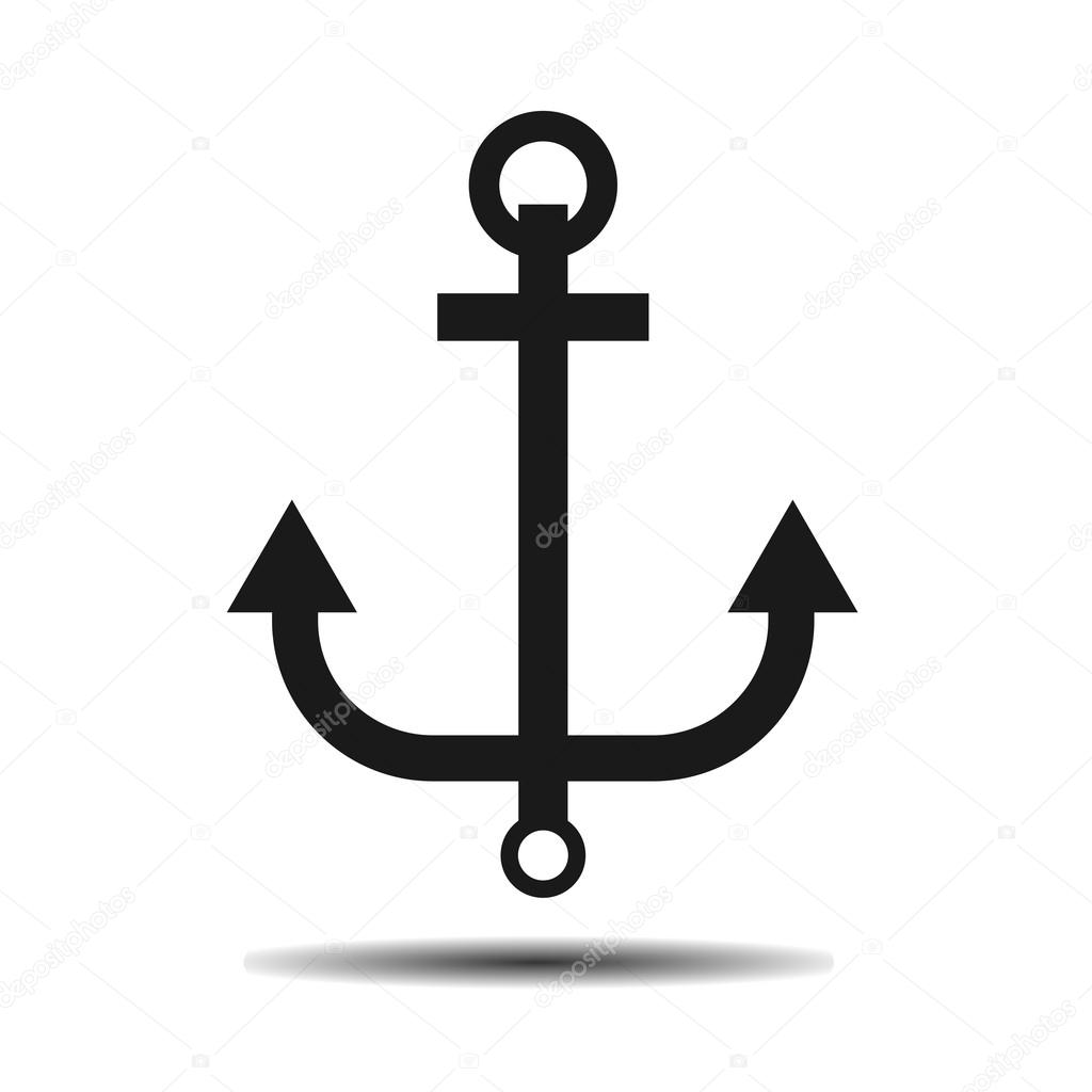 black marine anchor vector flat