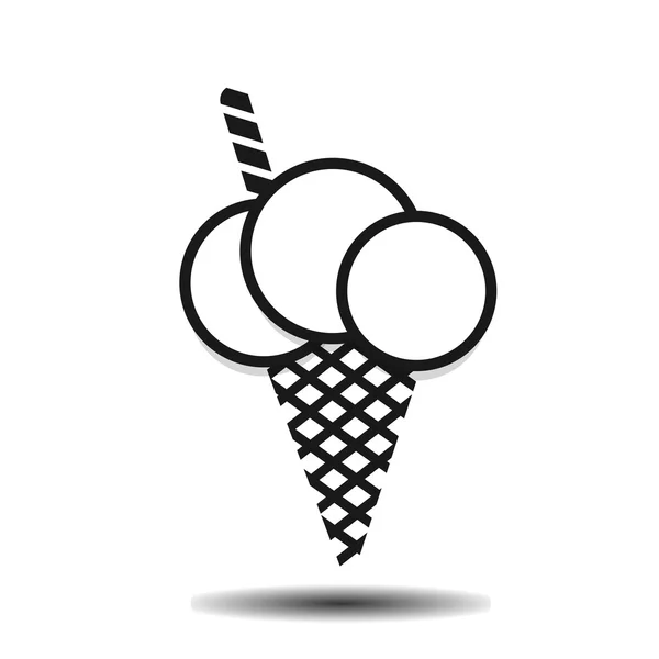 Cono de helado negro plano — Vector de stock