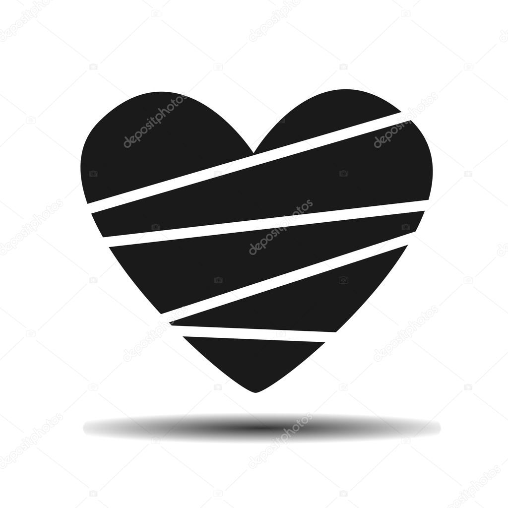 Broken heart vector flat icon on light background with shadow