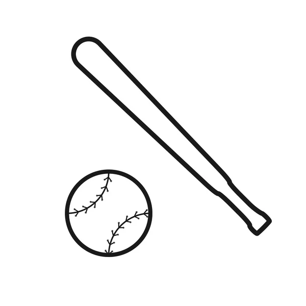 Vector icon baseball ball and bit — Stock Vector