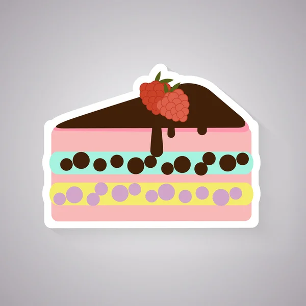 Cake with raspberry flat icon — Stock Vector