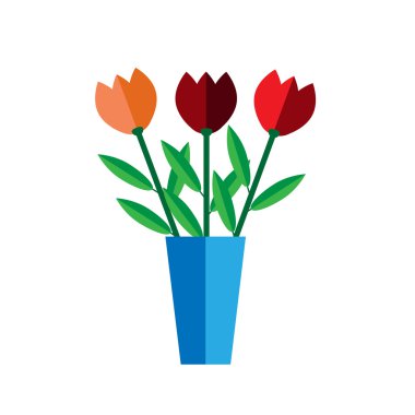 Tulip vazo düz beyaz arka plan üzerinde