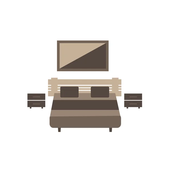 Hálószoba bútorok, készlet, lapos fehér háttér — Stock Vector