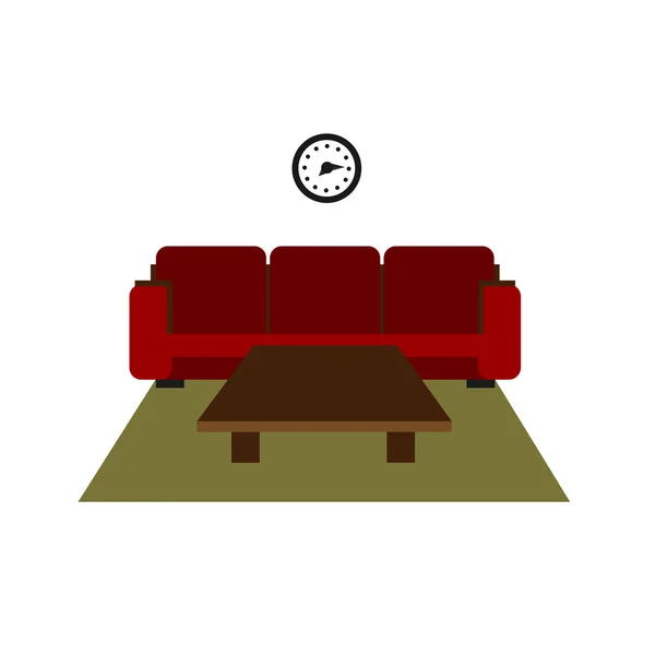 Muebles de color sala de estar icono plano — Vector de stock