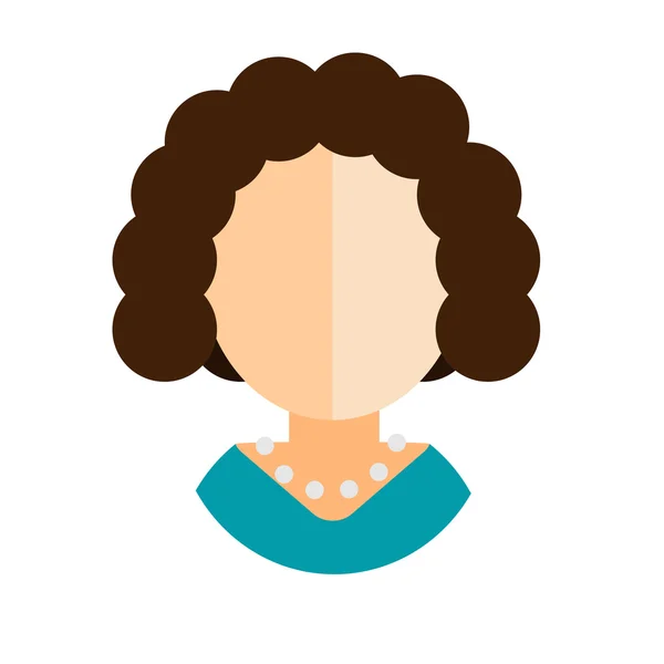 Avatar ikon datar wanita brunette - Stok Vektor