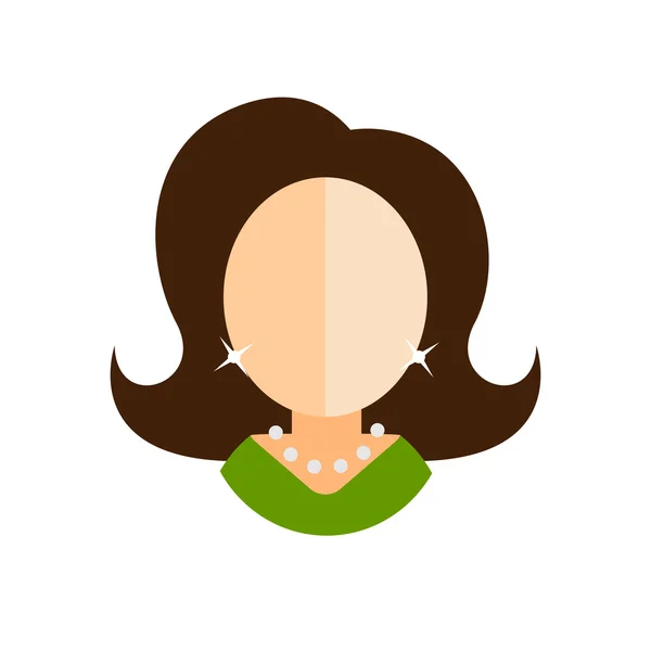 Avatar ikon datar wanita brunette - Stok Vektor