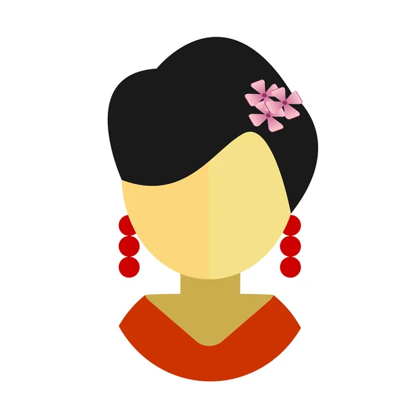 Asiatische Frau Wohnung Ikone Avatar — Stockvektor