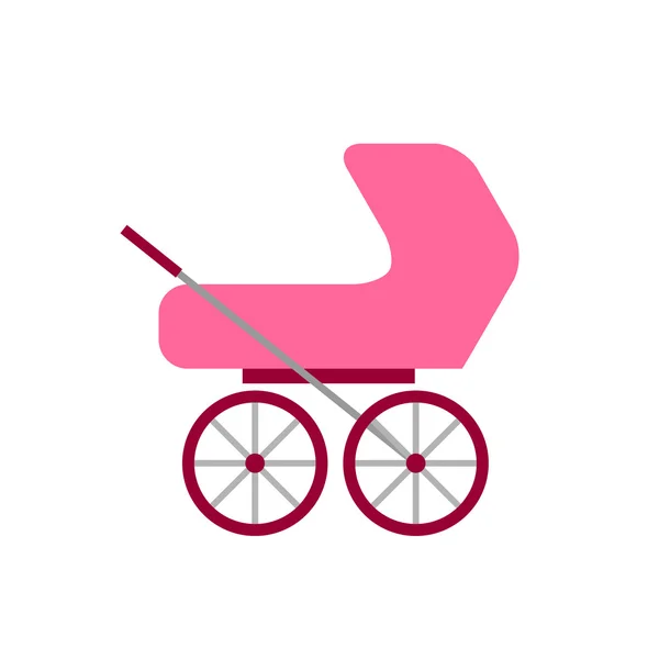 Gekleurde baby wandelwagen platte pictogram — Stockvector