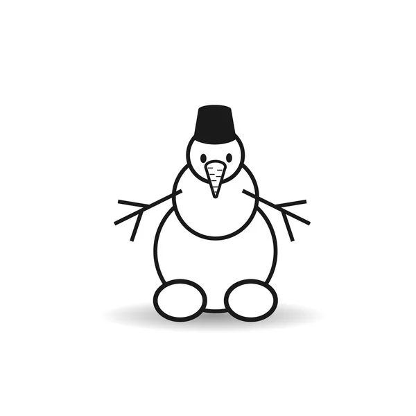 Snowman vector plano icono negro — Vector de stock