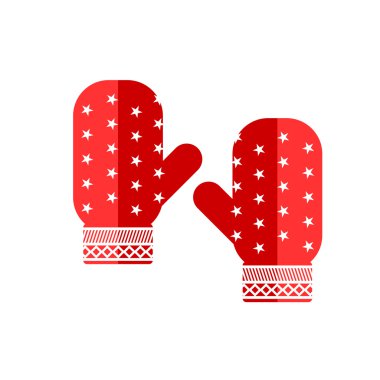 kırmızı kış eldiven vektör simgesi