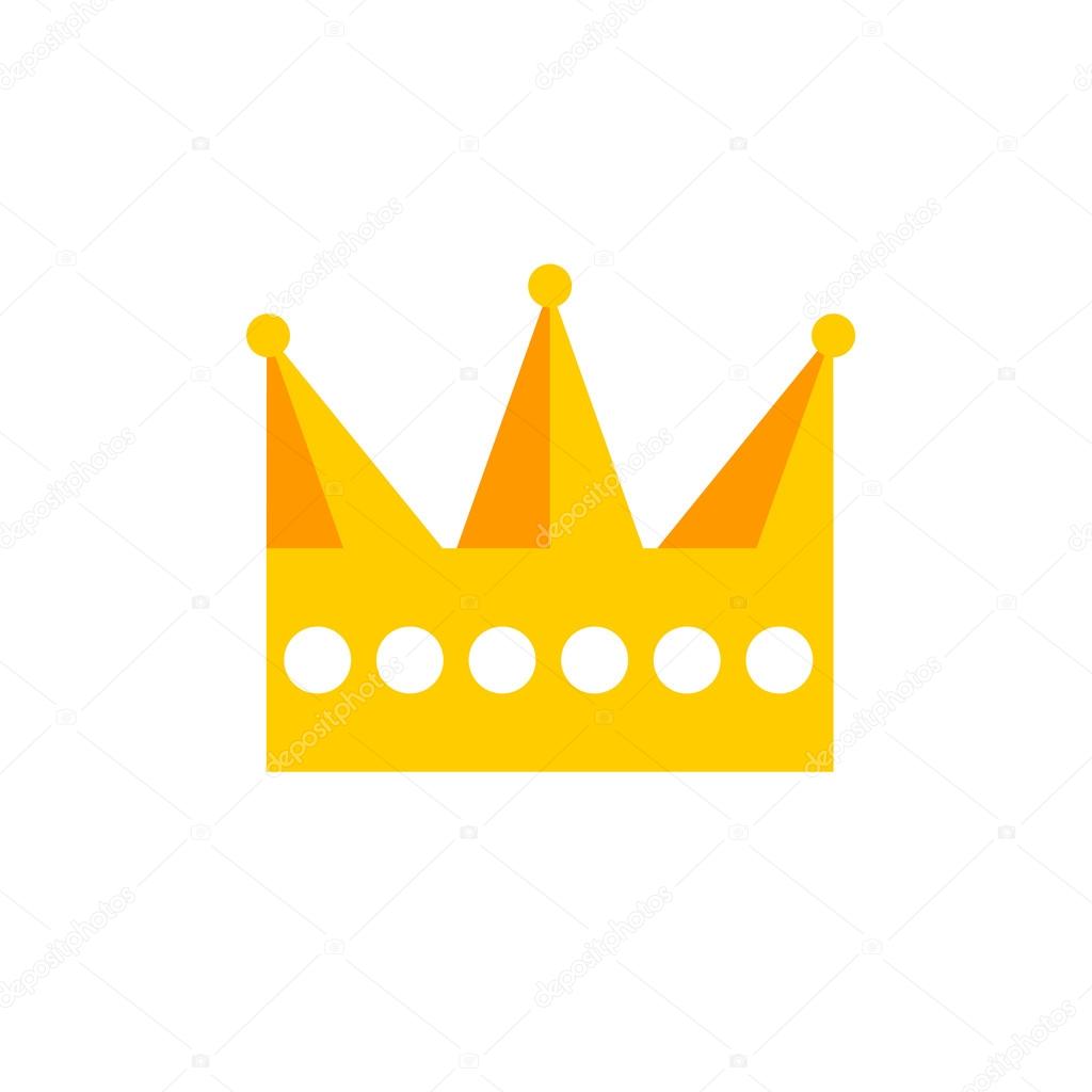 Gold crown flat vector icon on white background