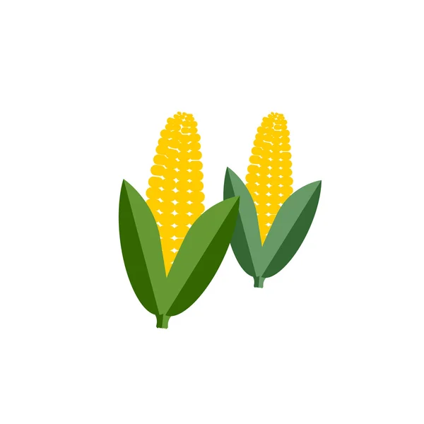Couleur maïs icône plat vecteur légume — Image vectorielle