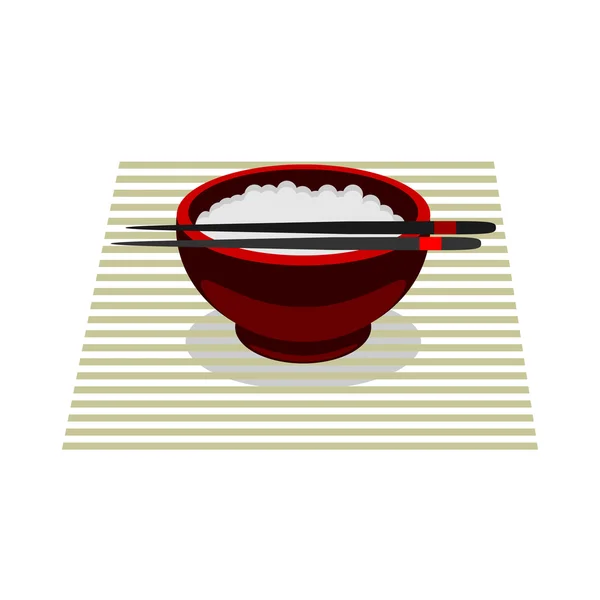 Comida chinesa arroz cor vetor plana ícone — Vetor de Stock