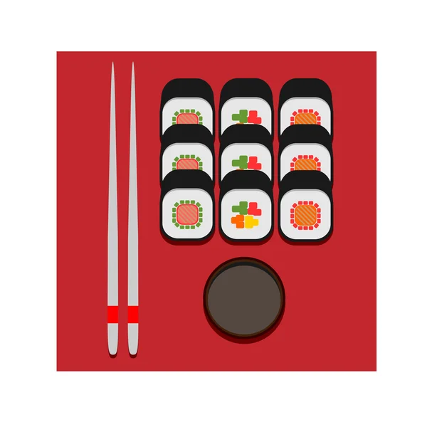 Sushi setzen Farbvektor flaches Symbol — Stockvektor
