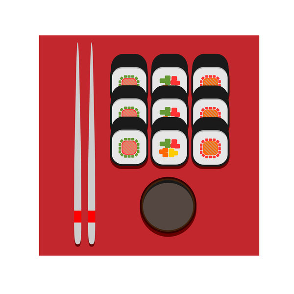 sushi set color vector flat icon