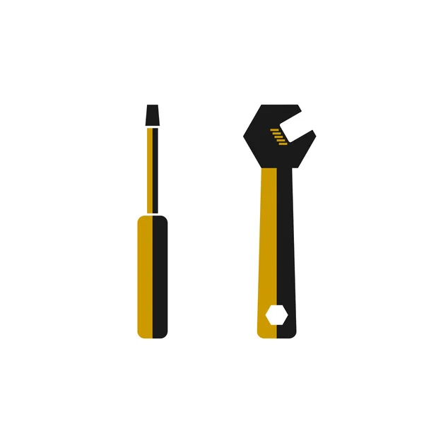 Schraubendreher und Schraubenschlüssel Vektor Farbe flaches Symbol — Stockvektor